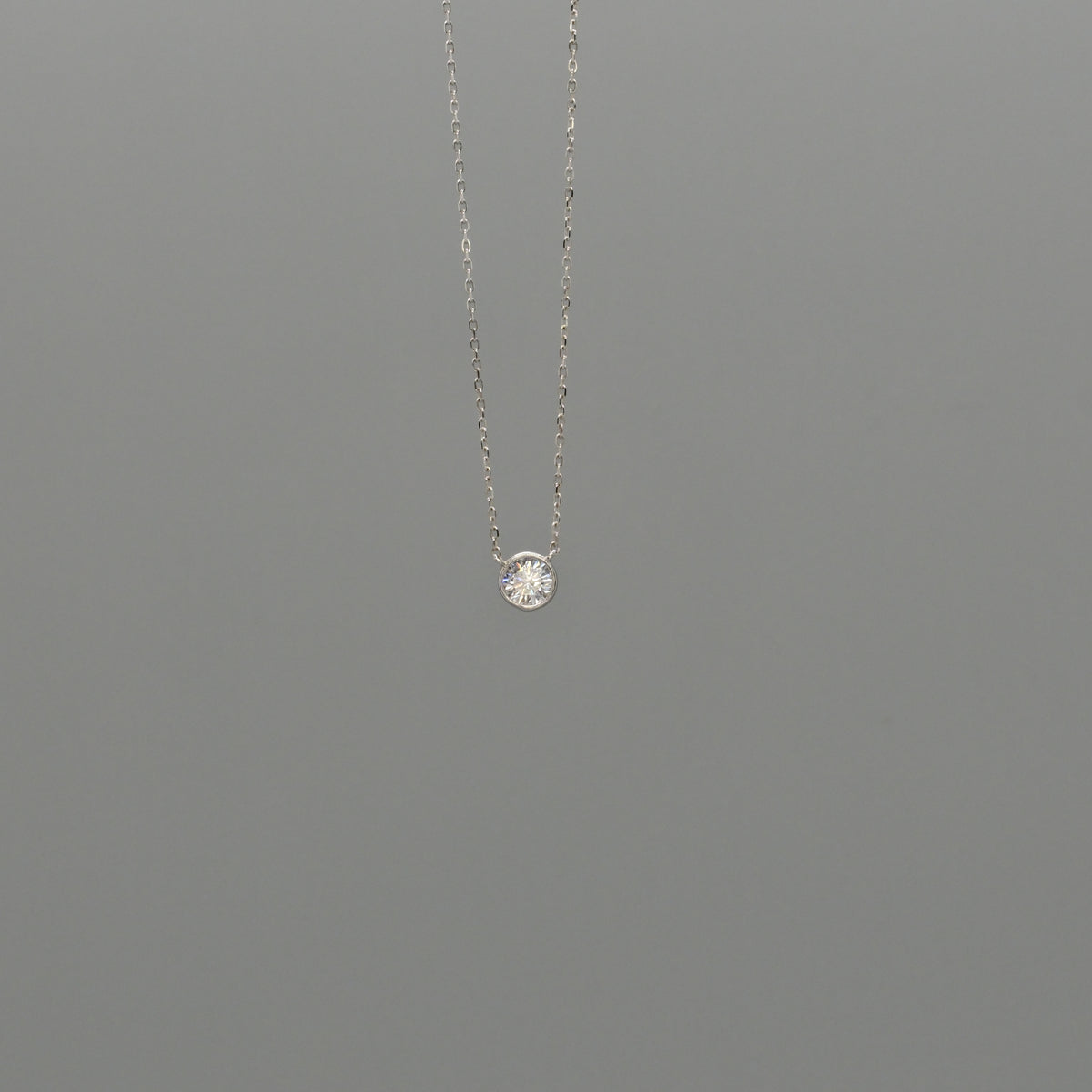 cz bezel silver necklace