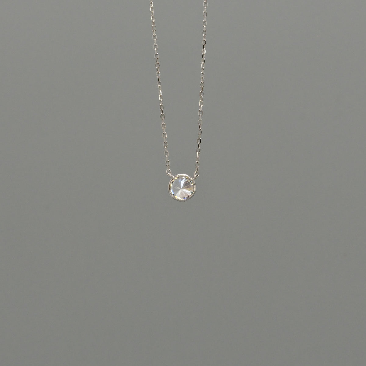 cz bezel silver necklace
