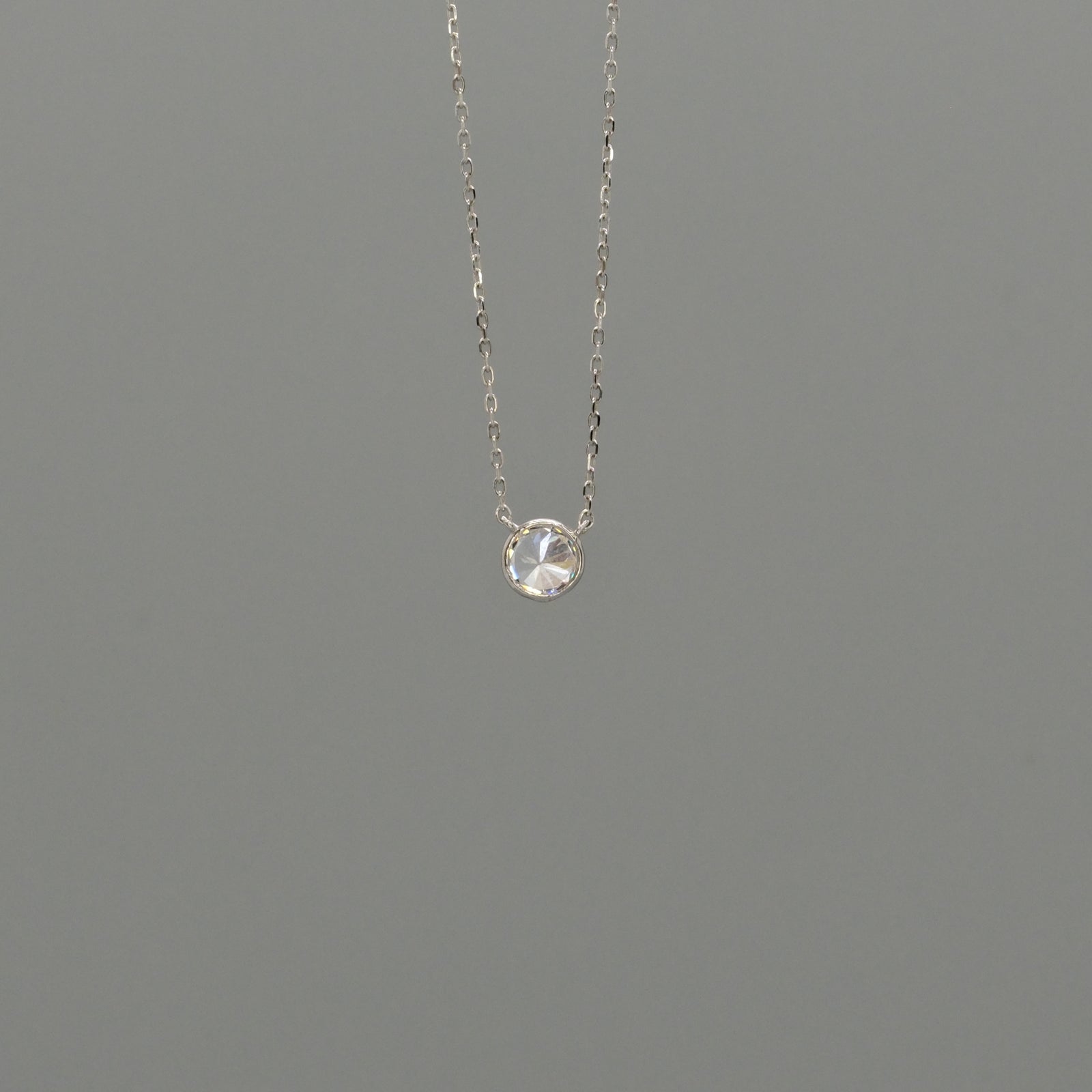 cz bezel silver necklace