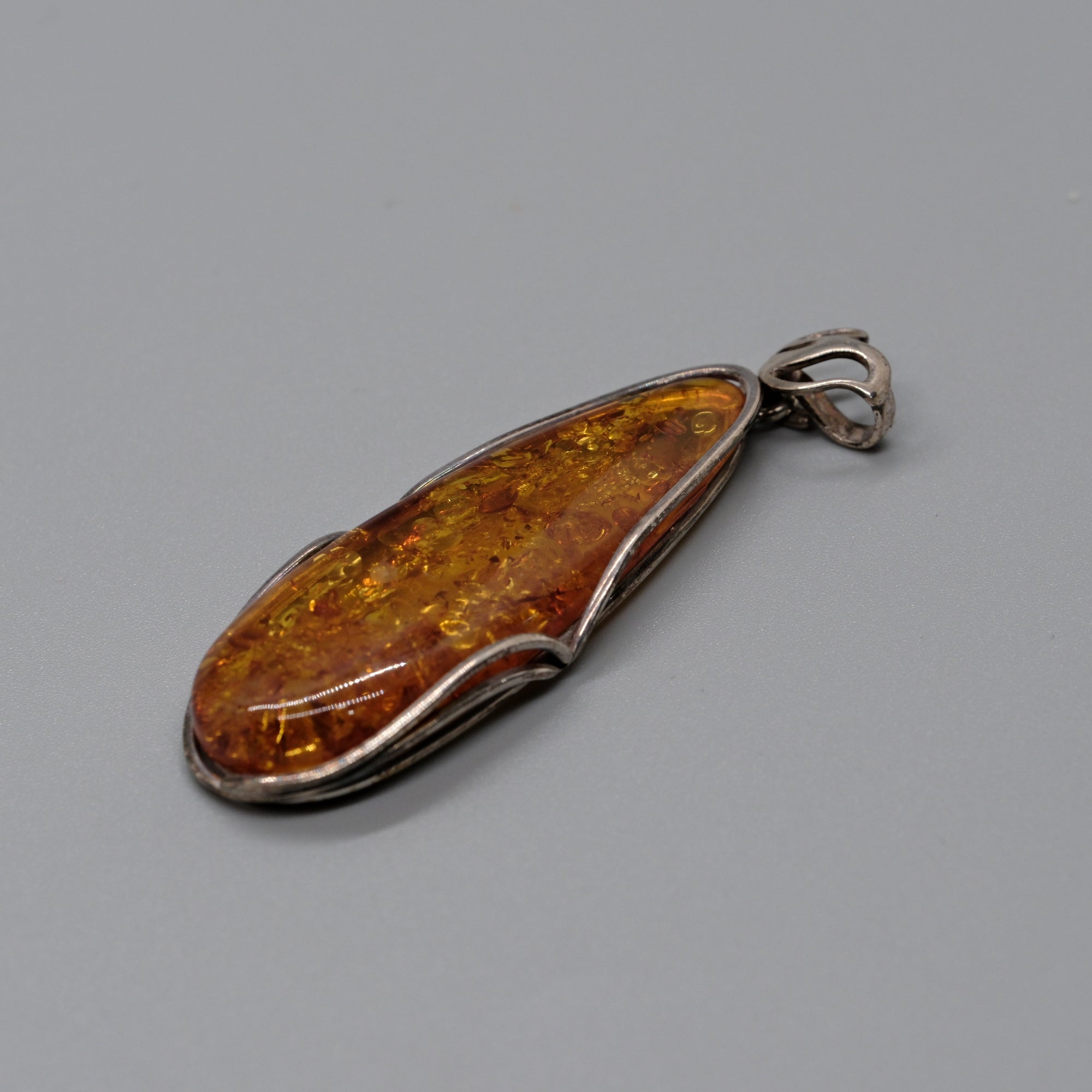 Golden Ember Long Amber Pendant