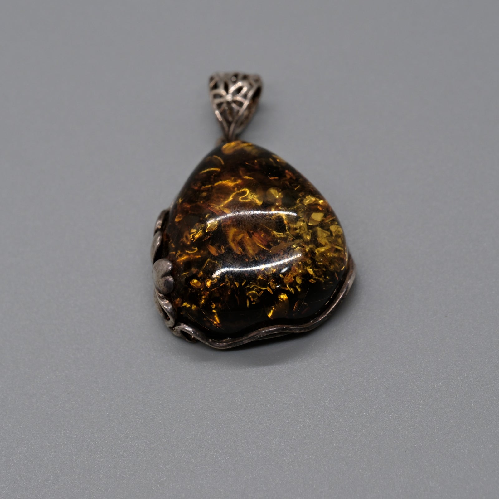 Vintage Baltic Amber Teardrop Pendant