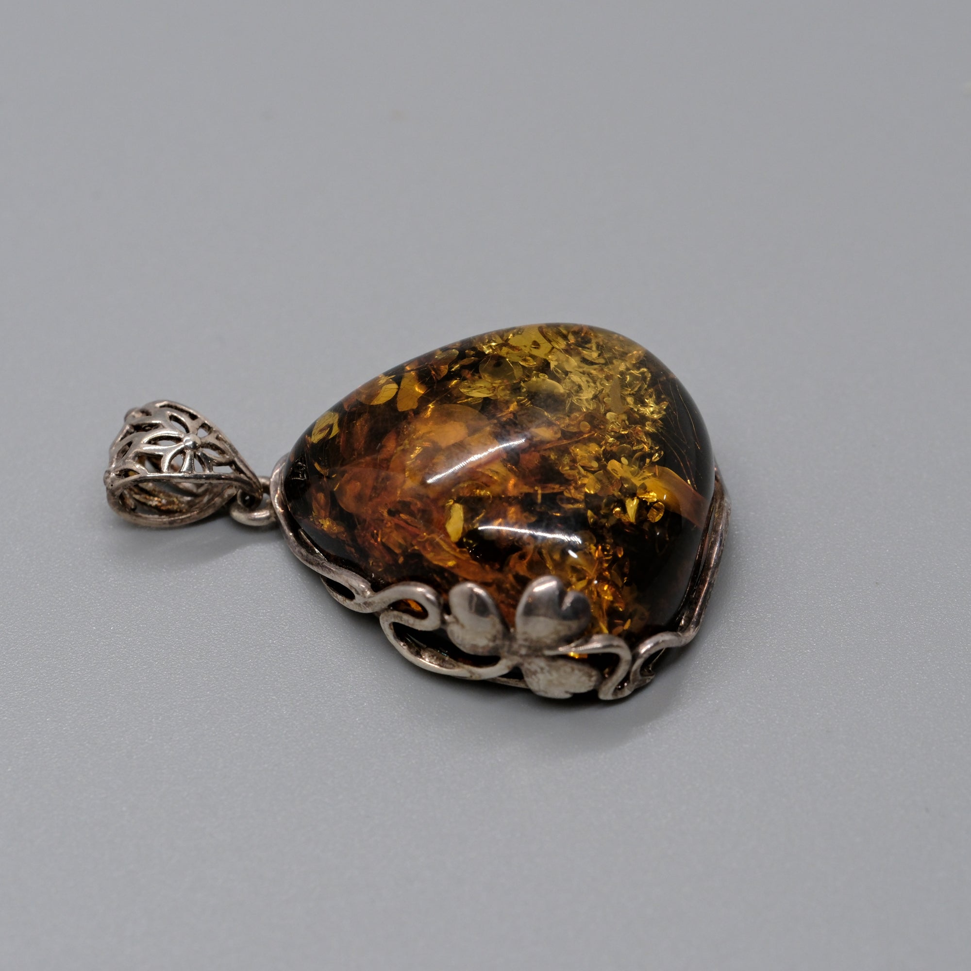 Vintage Baltic Amber Teardrop Pendant