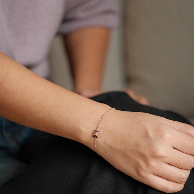Pink pyramid bracelet