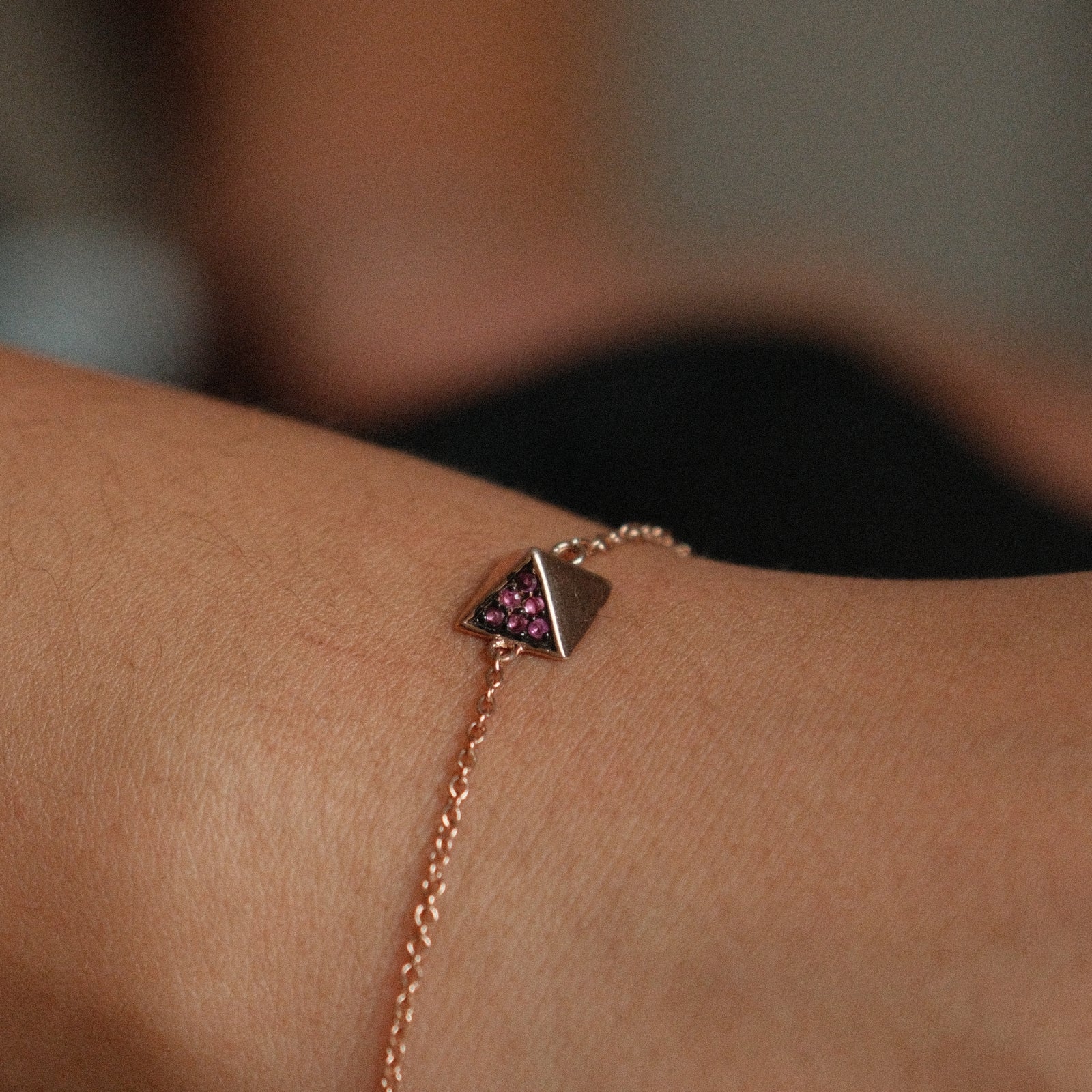 Pink pyramid bracelet