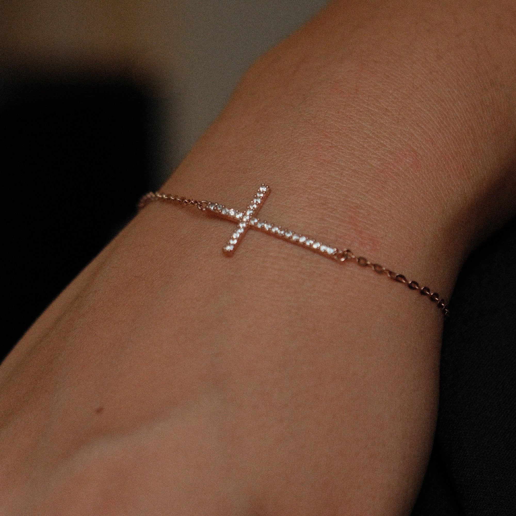 cz cross bracelet