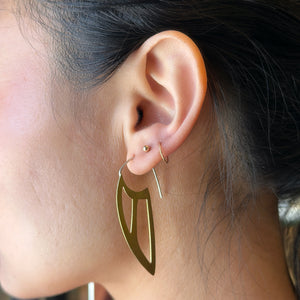 Brass wing disc hoop earrings