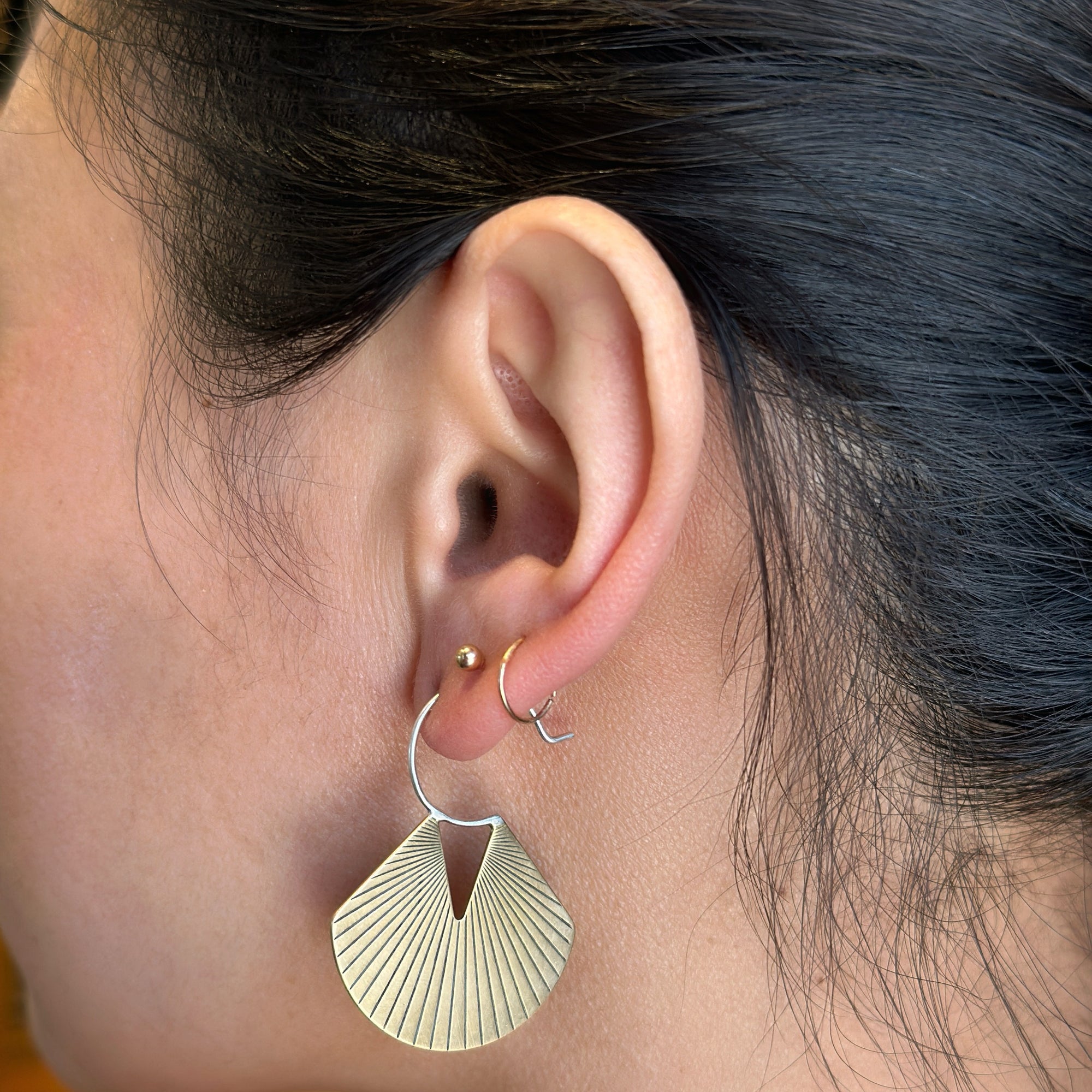 Etched fan disc earring