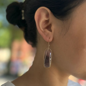 Misha - sapphire wrapped drop earrings