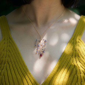 Lina - Iolite and Ruby branch necklace