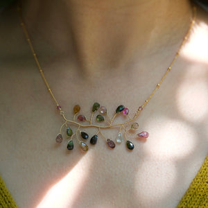 Lina - Multi Tourmaline branch necklace
