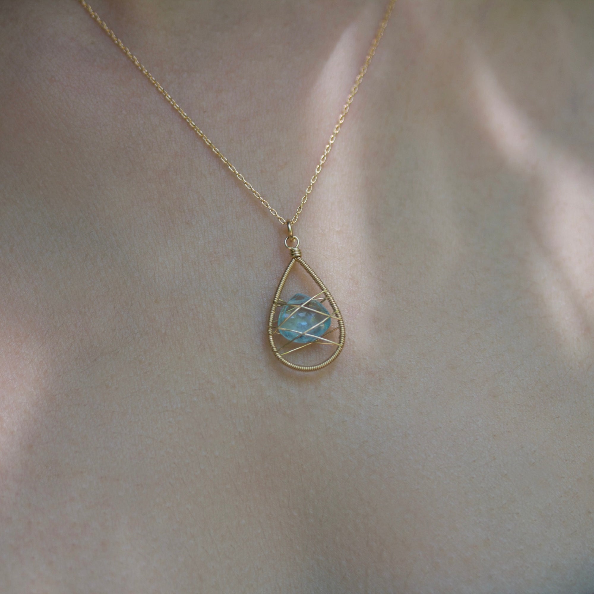 Lina - Wrapped Blue Topaz necklace