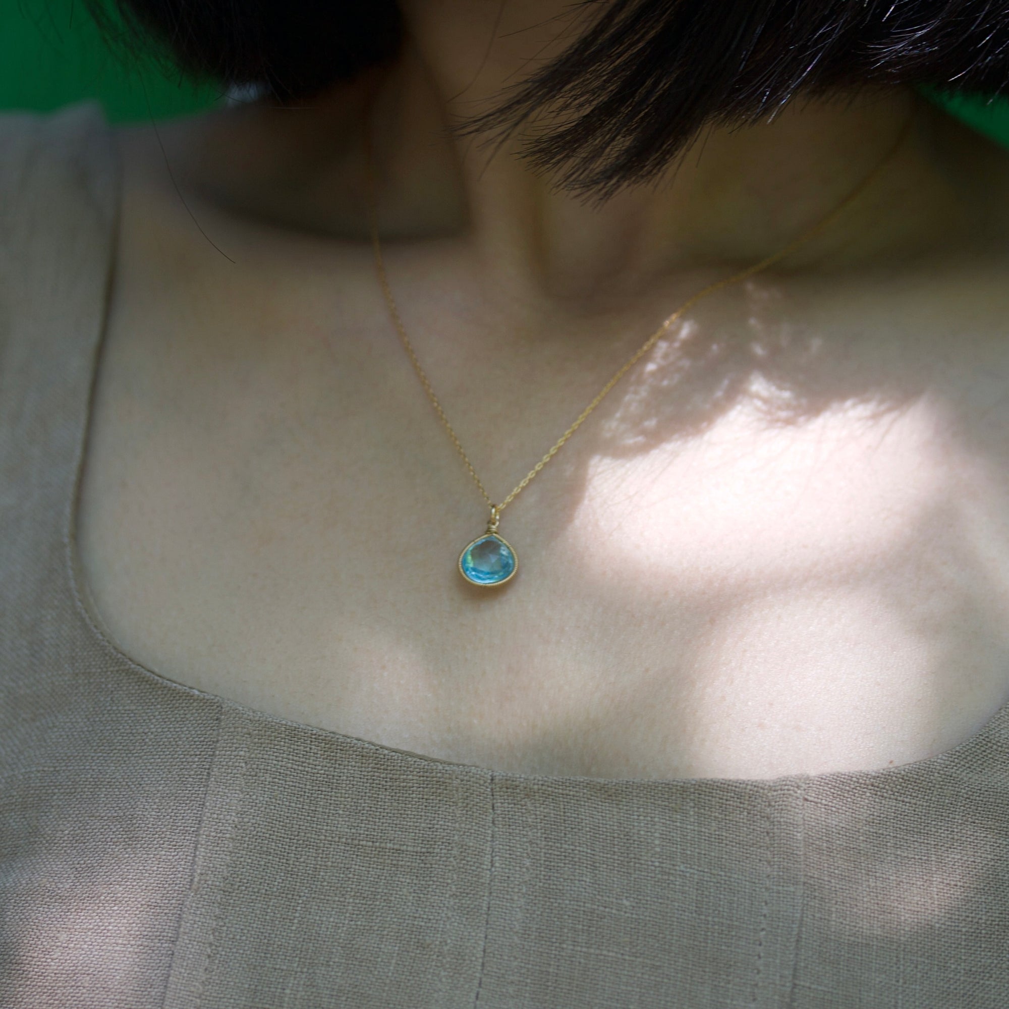 Lina - Blue Topaz drop necklace