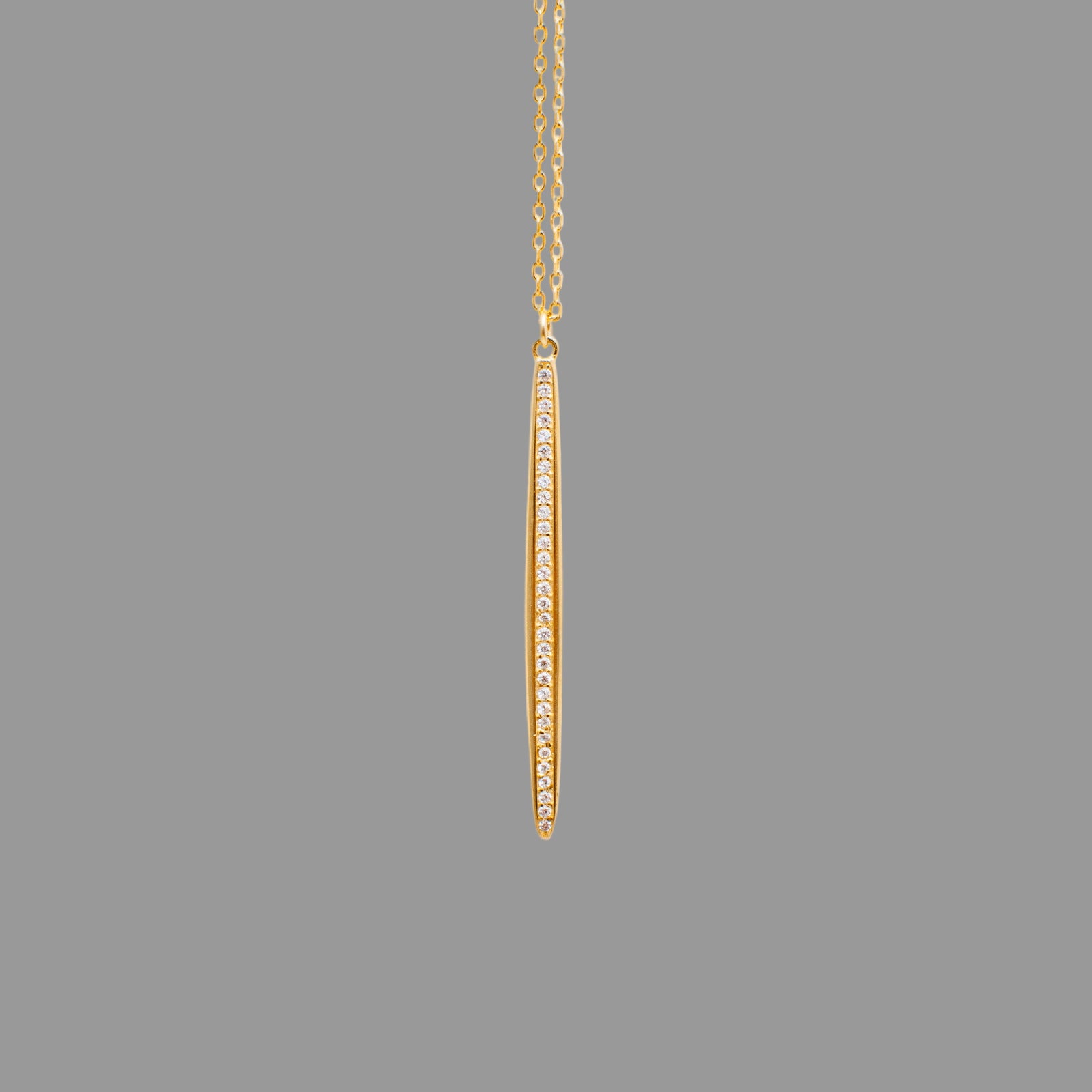 Smooth Vertical Bar Necklace in Gold Plated