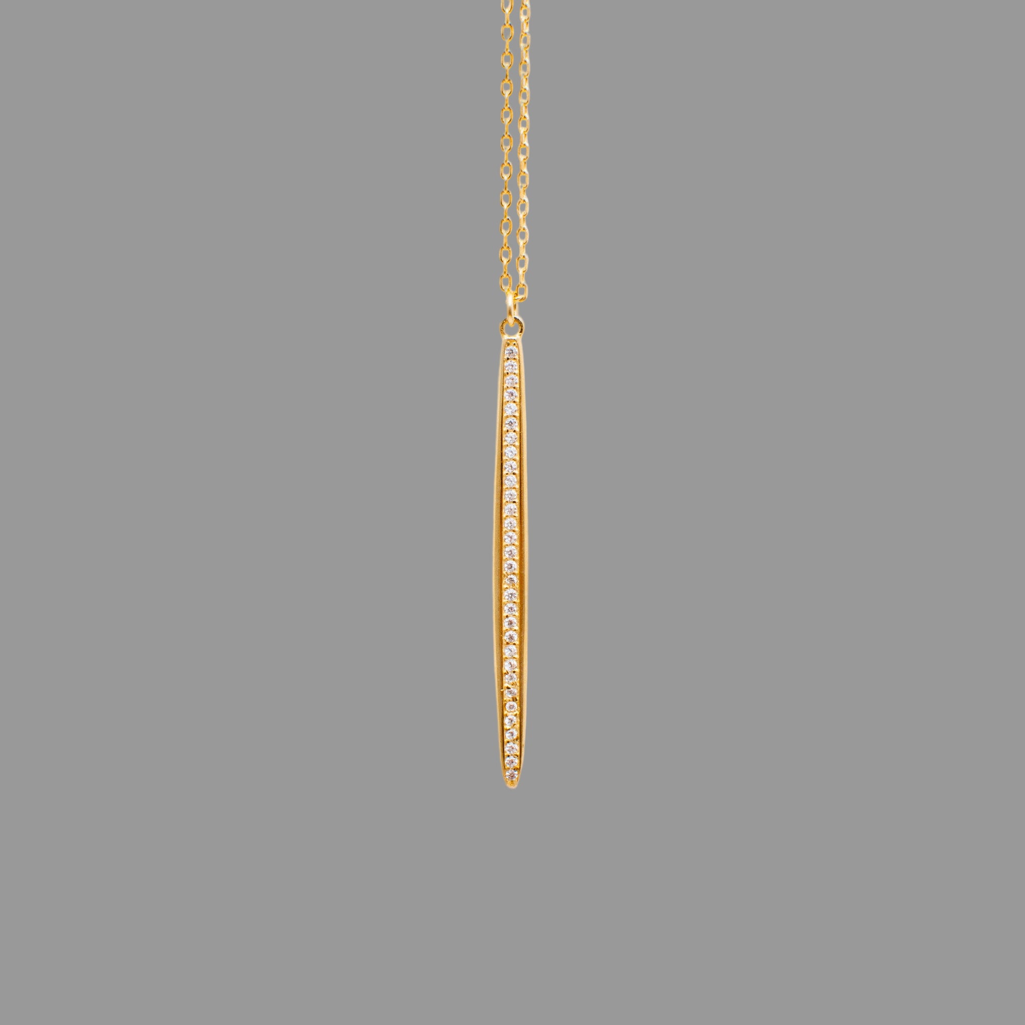 Smooth Vertical Bar Necklace in Gold Plated
