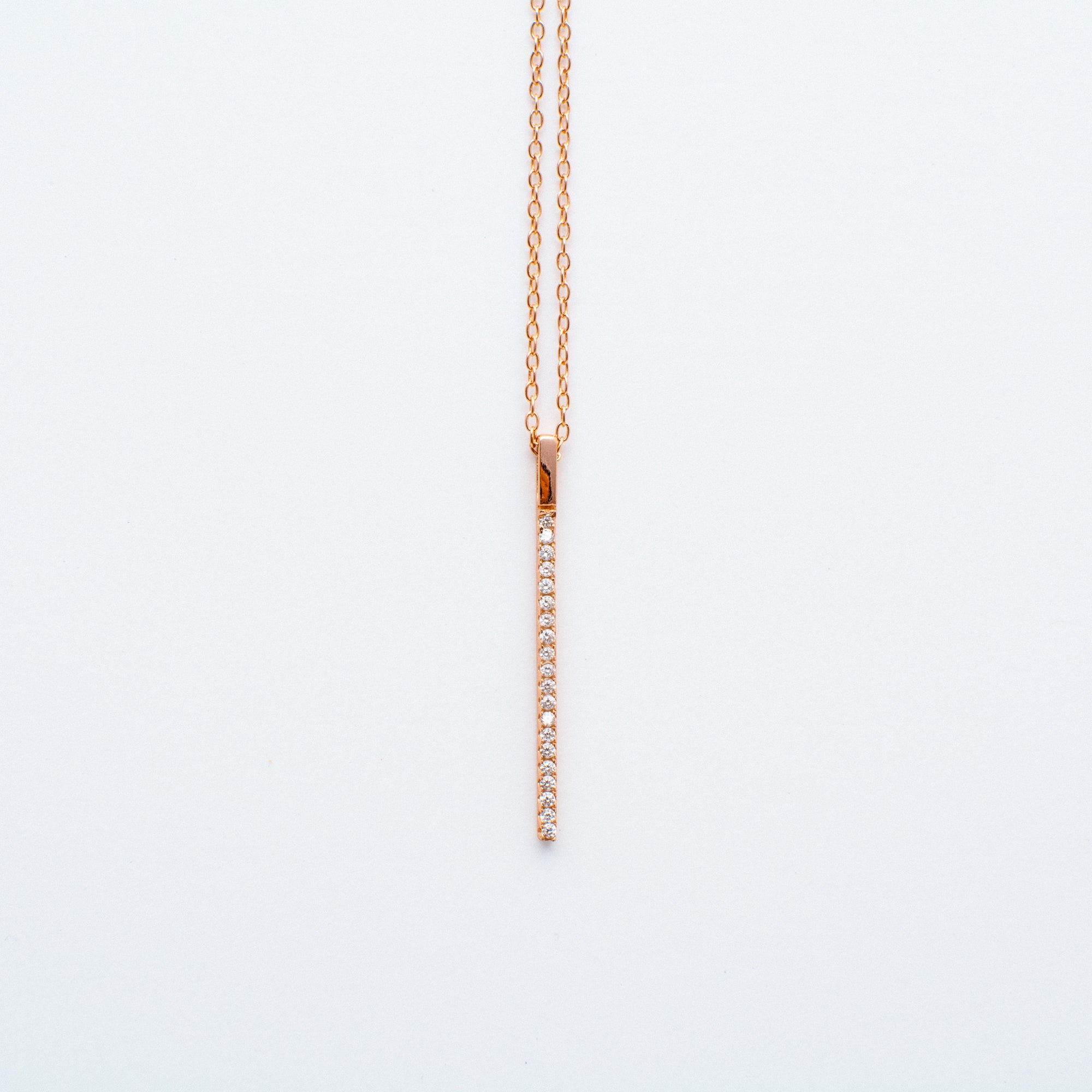 NSC - Vertical CZ Bar Necklace in Gold Plated