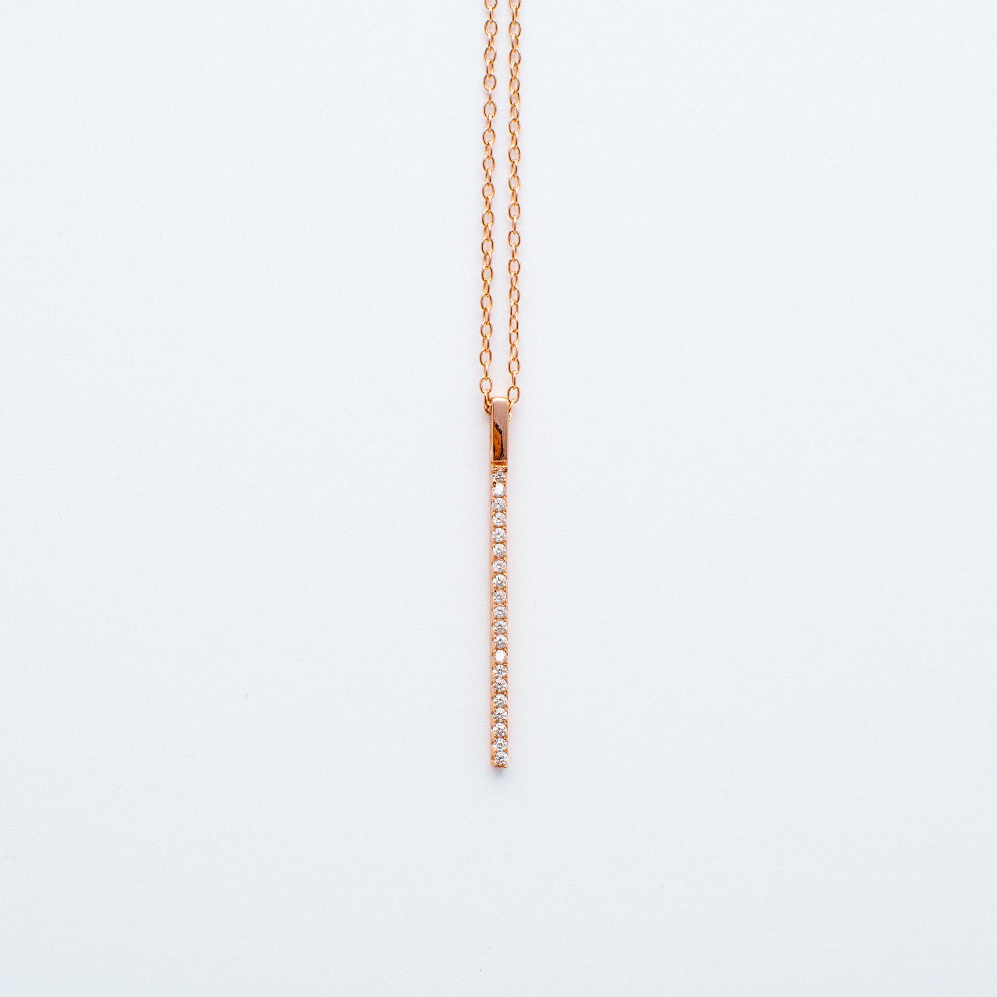 NSC - Vertical CZ Bar Necklace in Gold Plated
