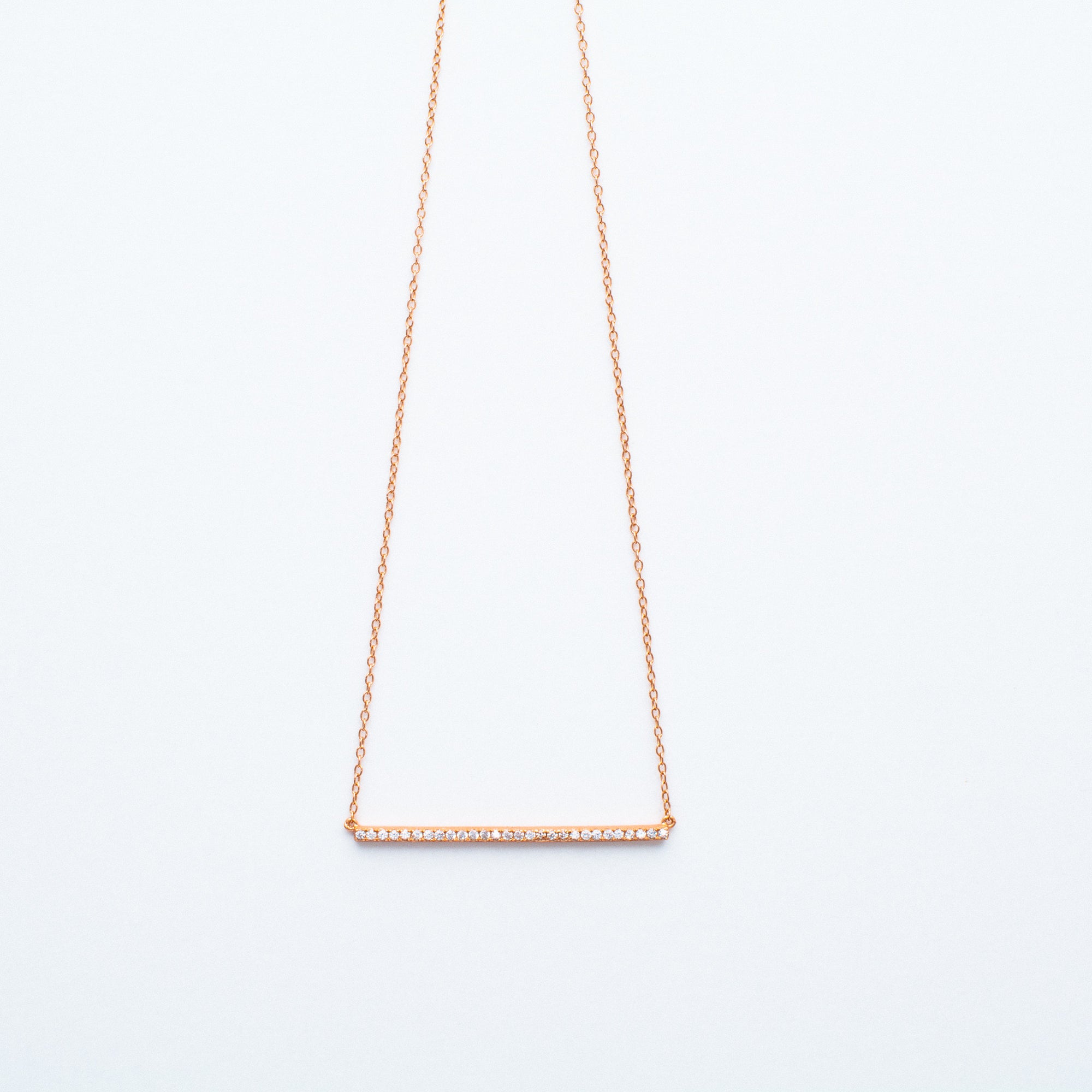 NSC - Horizontal CZ Bar Necklace in Gold Plated
