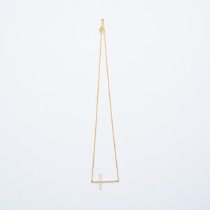 NSC - Sideway Cz Cross Necklace in Gold plated