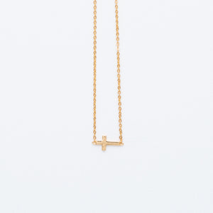 NSC - Mini Sideway Cross Necklace in Yellow Gold Plated