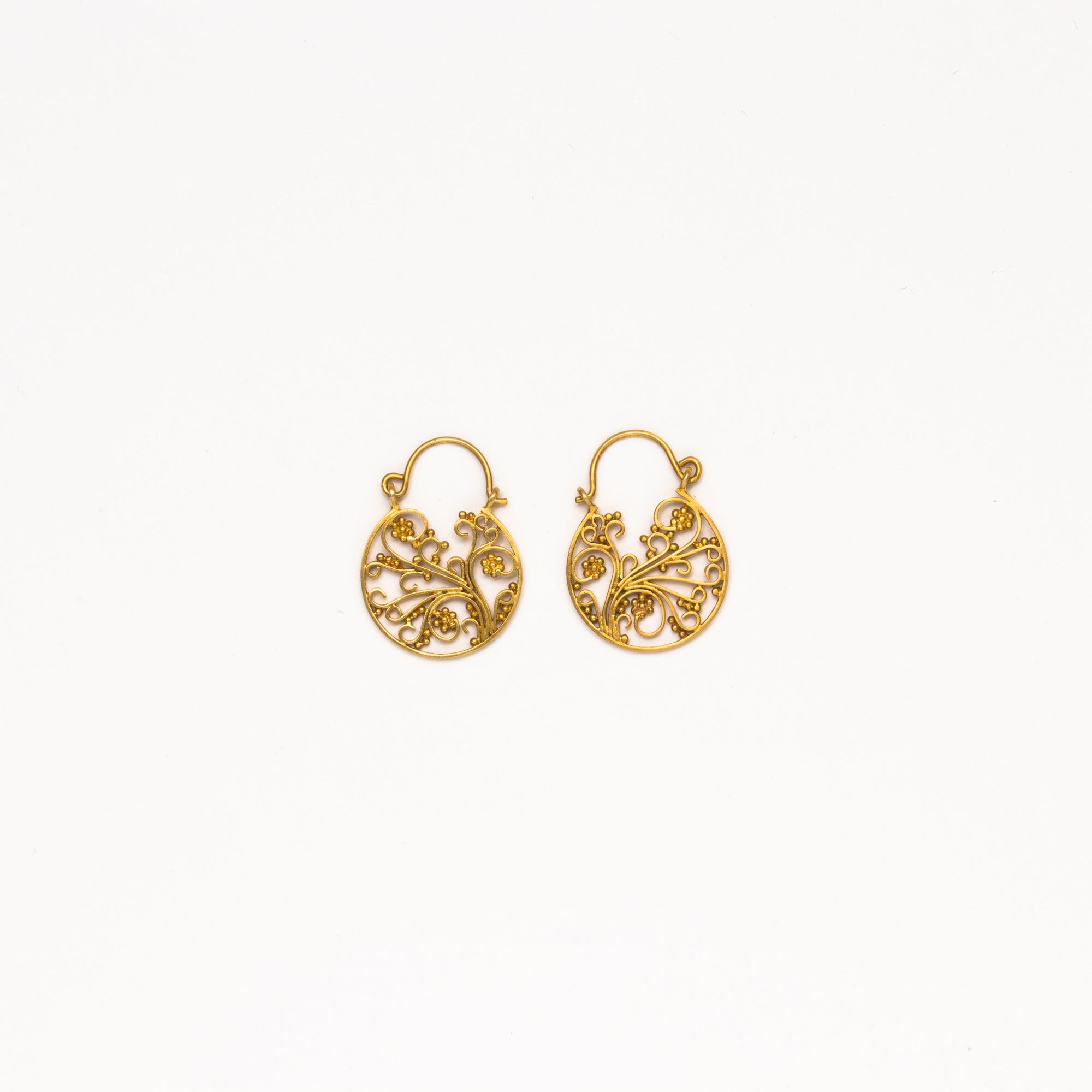 Dream Mullick - Small Flowering Vine Basket Earrings