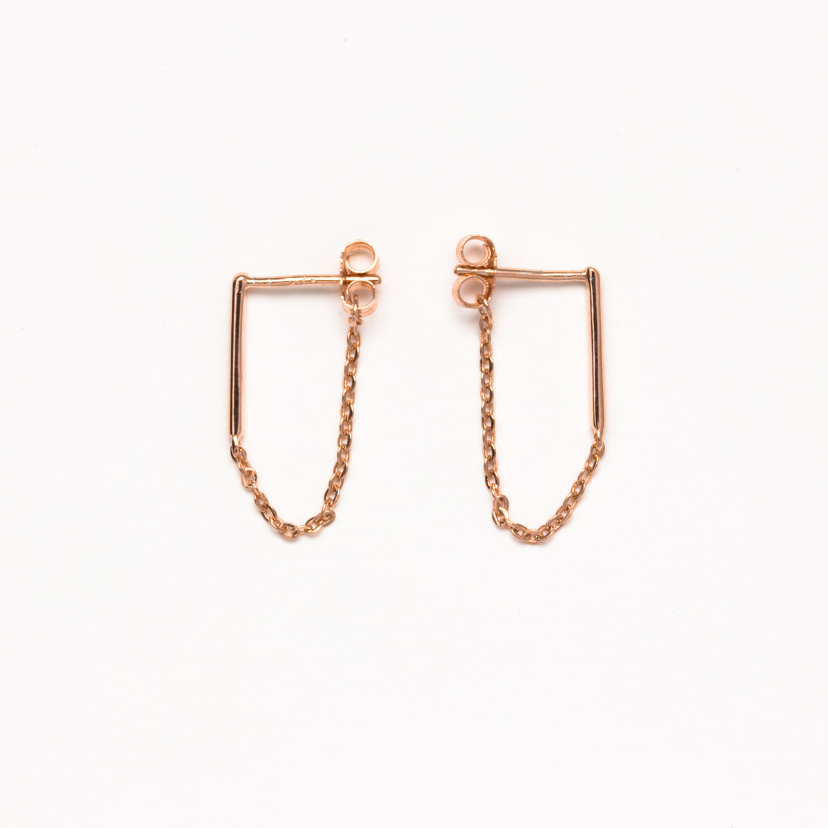 Bar and Chain Rose Earrings