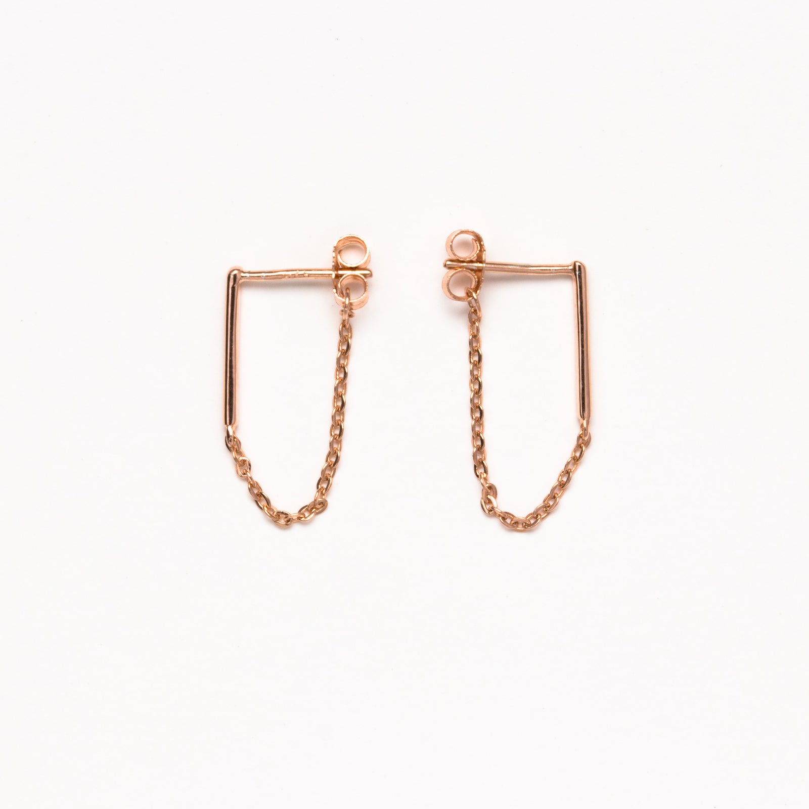 Bar and Chain Rose Earrings