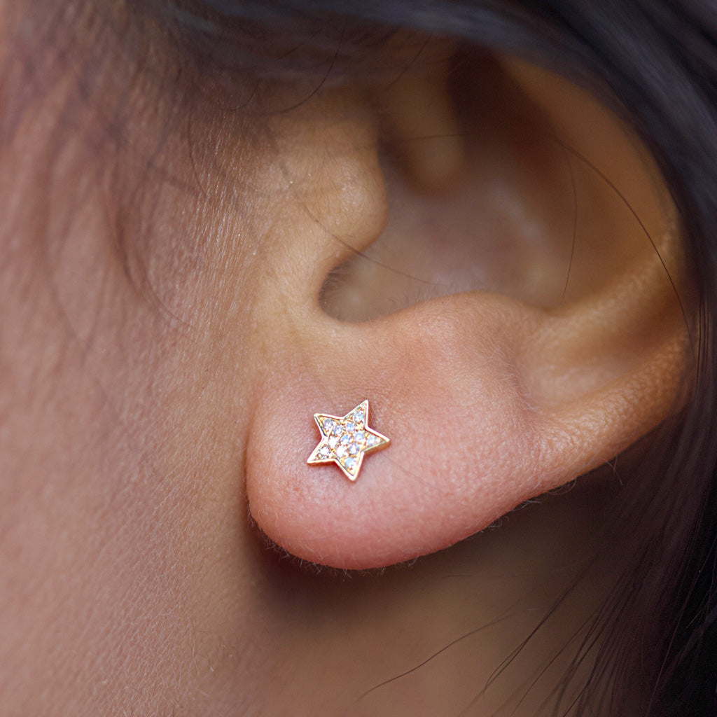 Pave' star stud earrings
