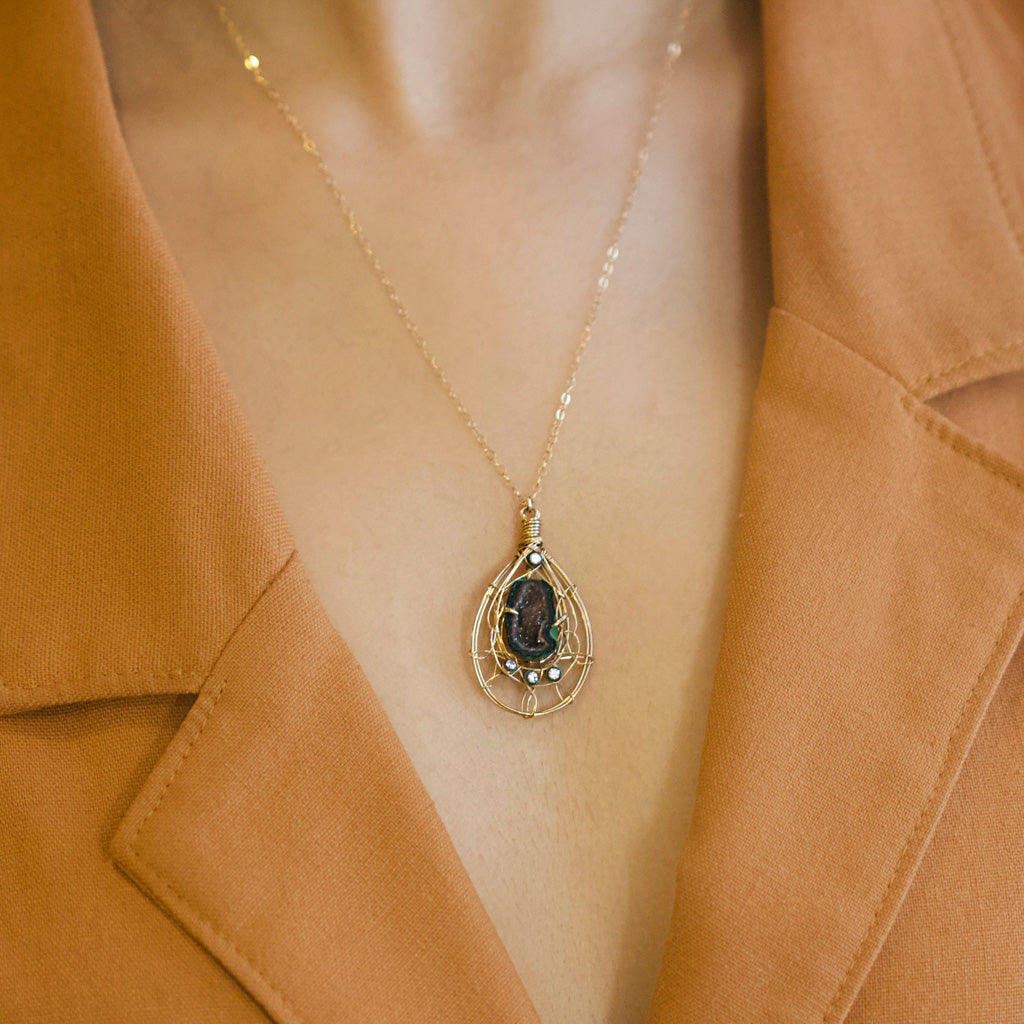 Misha - Druzy with Topaz necklace