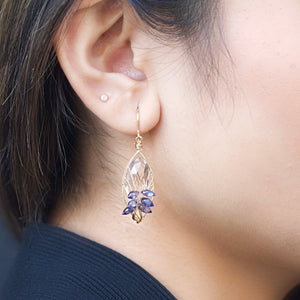 Misha - Crystal and Iolite earrings