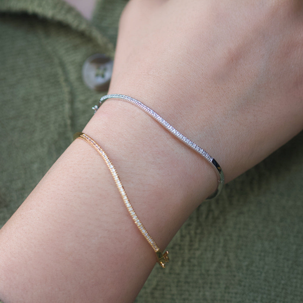 NSC - Micro pave curved cuff in silver