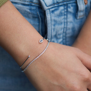 NSC - Micro pave curved cuff in silver