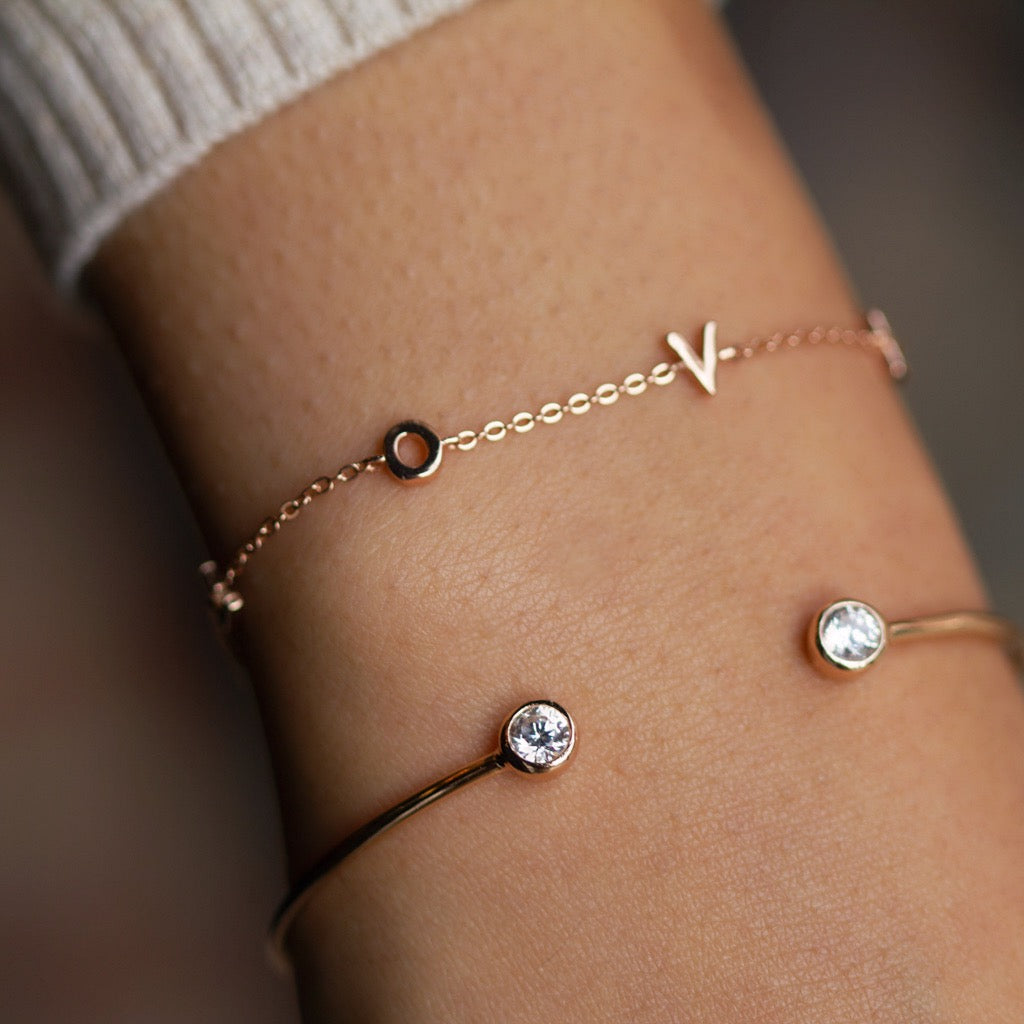NSC - CZ Dot Cuff Bracelet in Rose Gold
