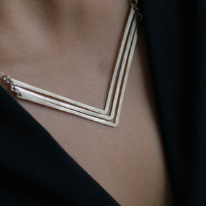 Jessica DeCarlo - Large triple chevron necklace in silver