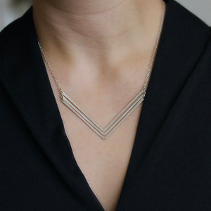 Jessica DeCarlo - Large triple chevron necklace in silver