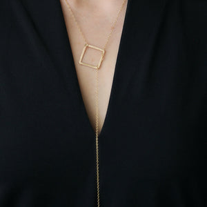 Jessica Decarlo - Square lariat with crystal in gold