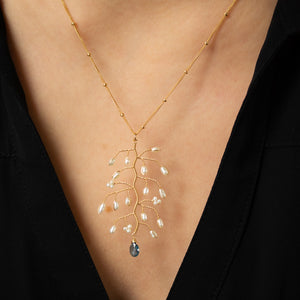 Lina - Pearl and Topaz Branch Necklace