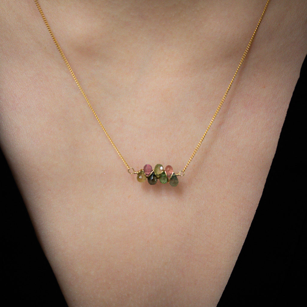 LINA - Tourmaline cluster necklace