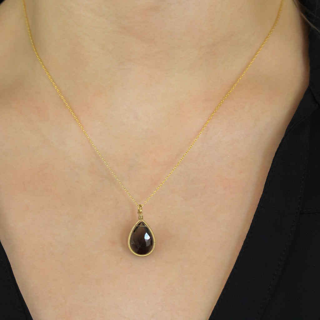 Lina - Smoky Quartz Drop Necklace