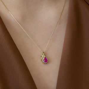NFC - Pear shaped gemstone and diamond necklace