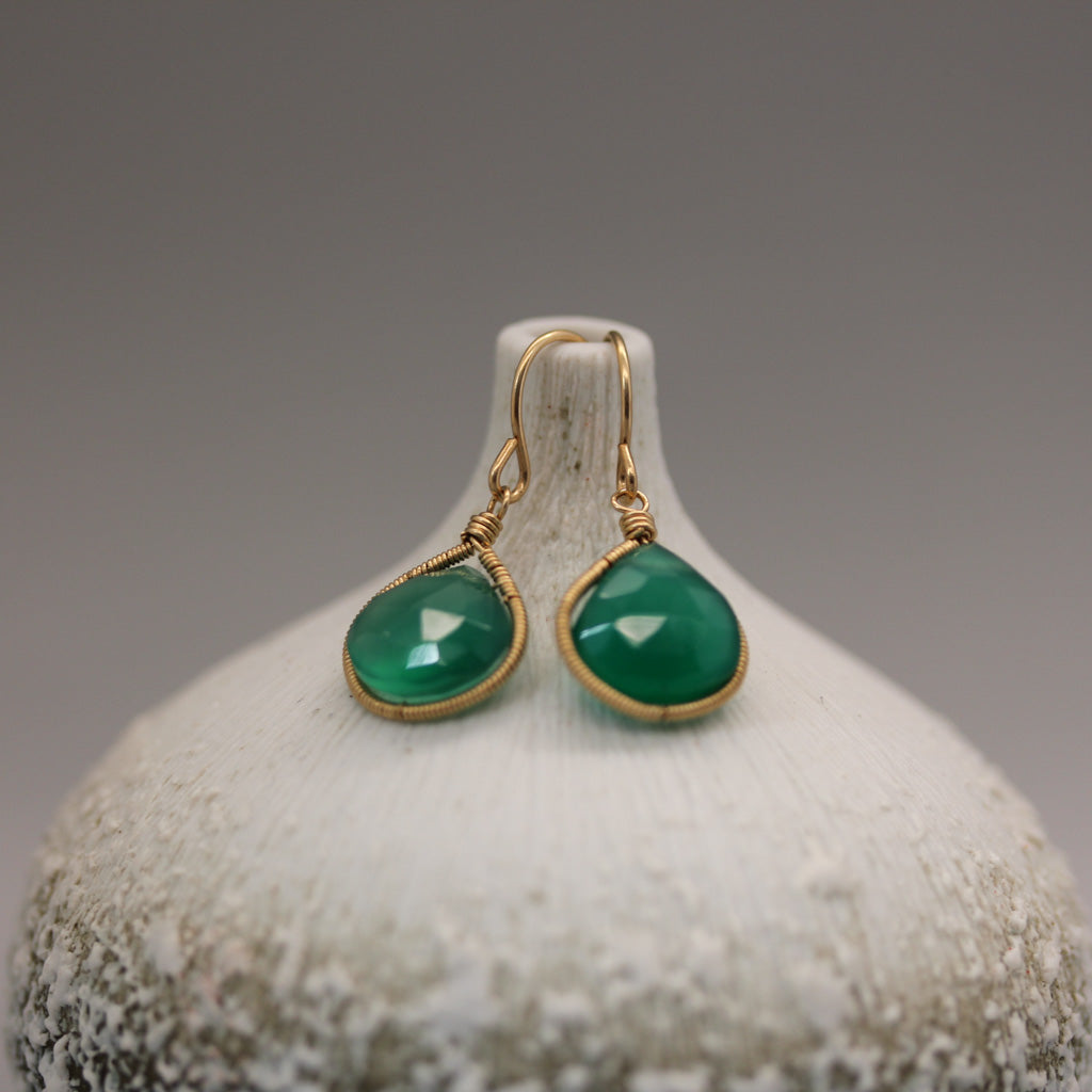 Lina - Green Onyx Drop Earrings