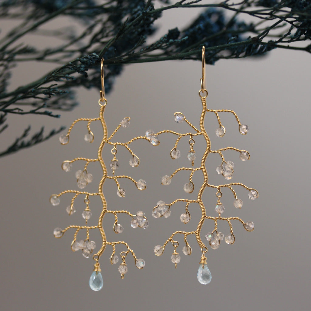 LINA - Labradorite branch earrings