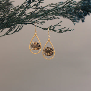 LINA - Wrapped Smoky quartz earrings