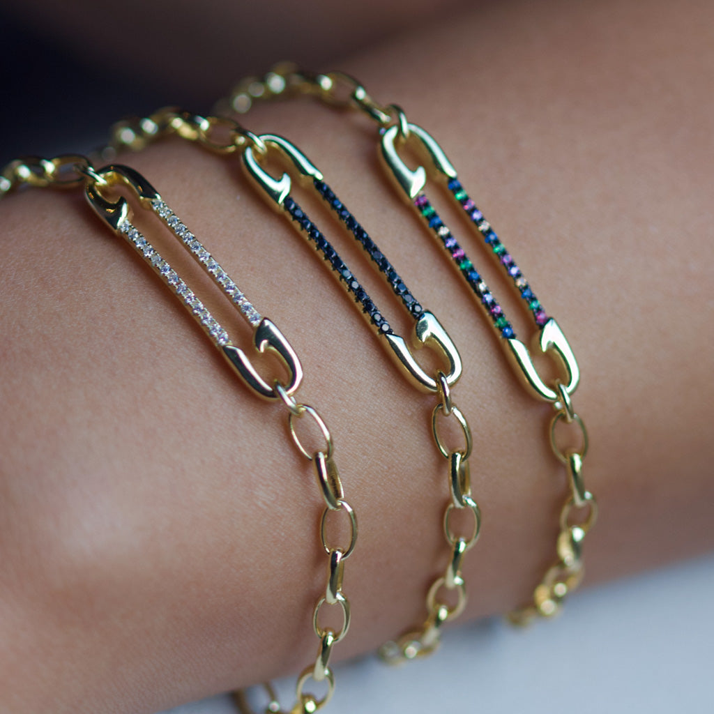 Safety pin bracelet