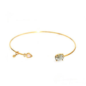 Tai - Triangle and Oval stone open cuff bracelet