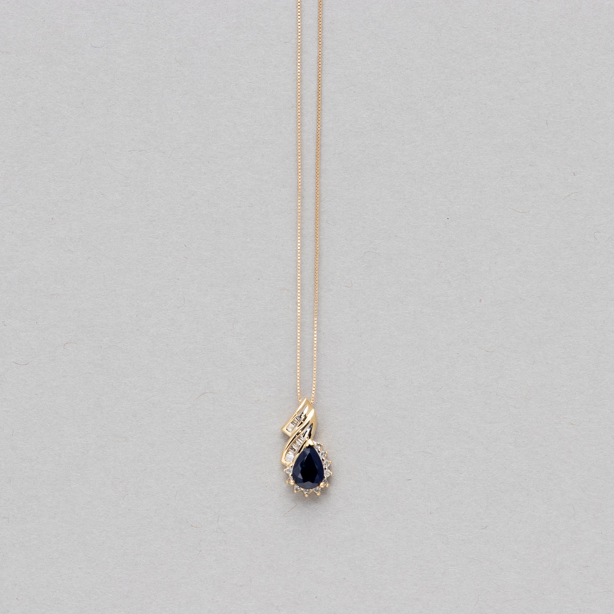 Pear shaped gemstone and diamond necklace