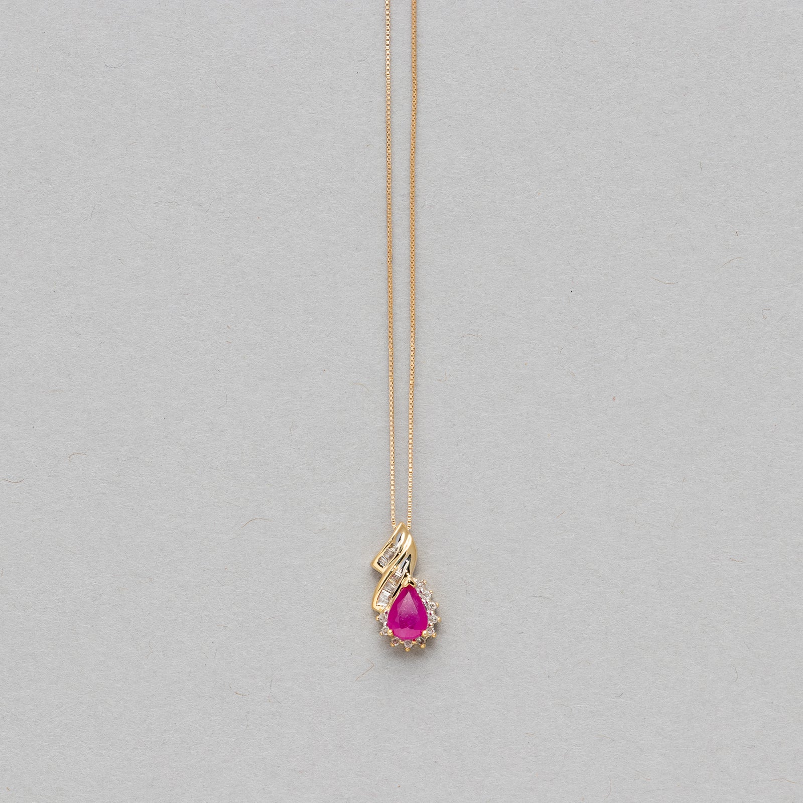 Pear shaped gemstone and diamond necklace