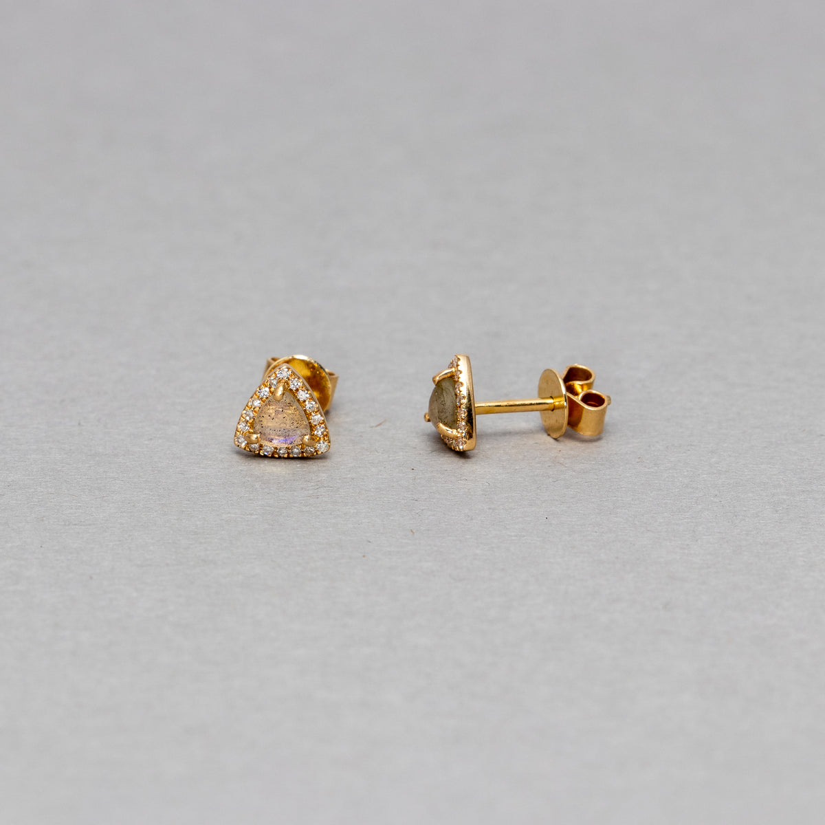 Triangle Moonstone stud earrings