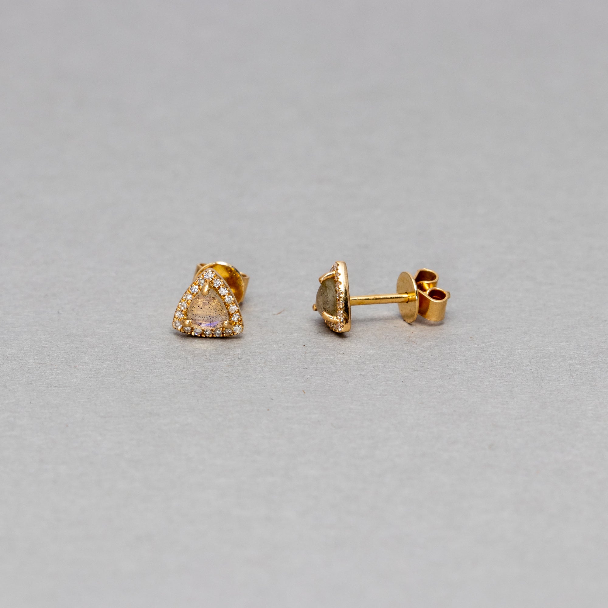 Triangle Moonstone stud earrings