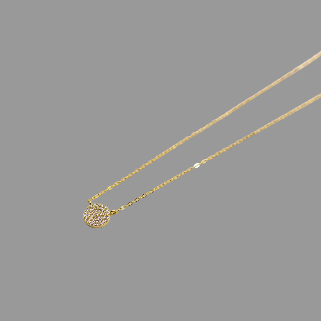 mini round pave necklace