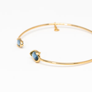 Tai Jewelry - Tear Shaped Blue Open Cuff